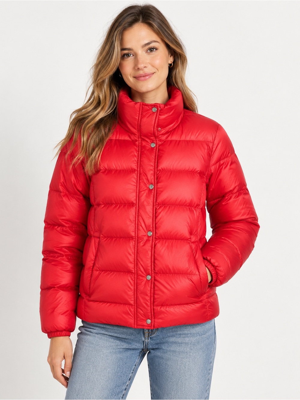J.Crew Red Down Puffer Jacket Size Small Winter Coat